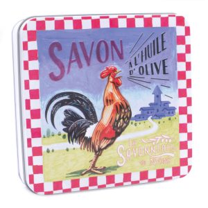Boite Métal Coq & Savons 4x100g
