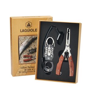 Coffret Pêcheur en Acier Inoxydable avec Manche en Bois de Rose