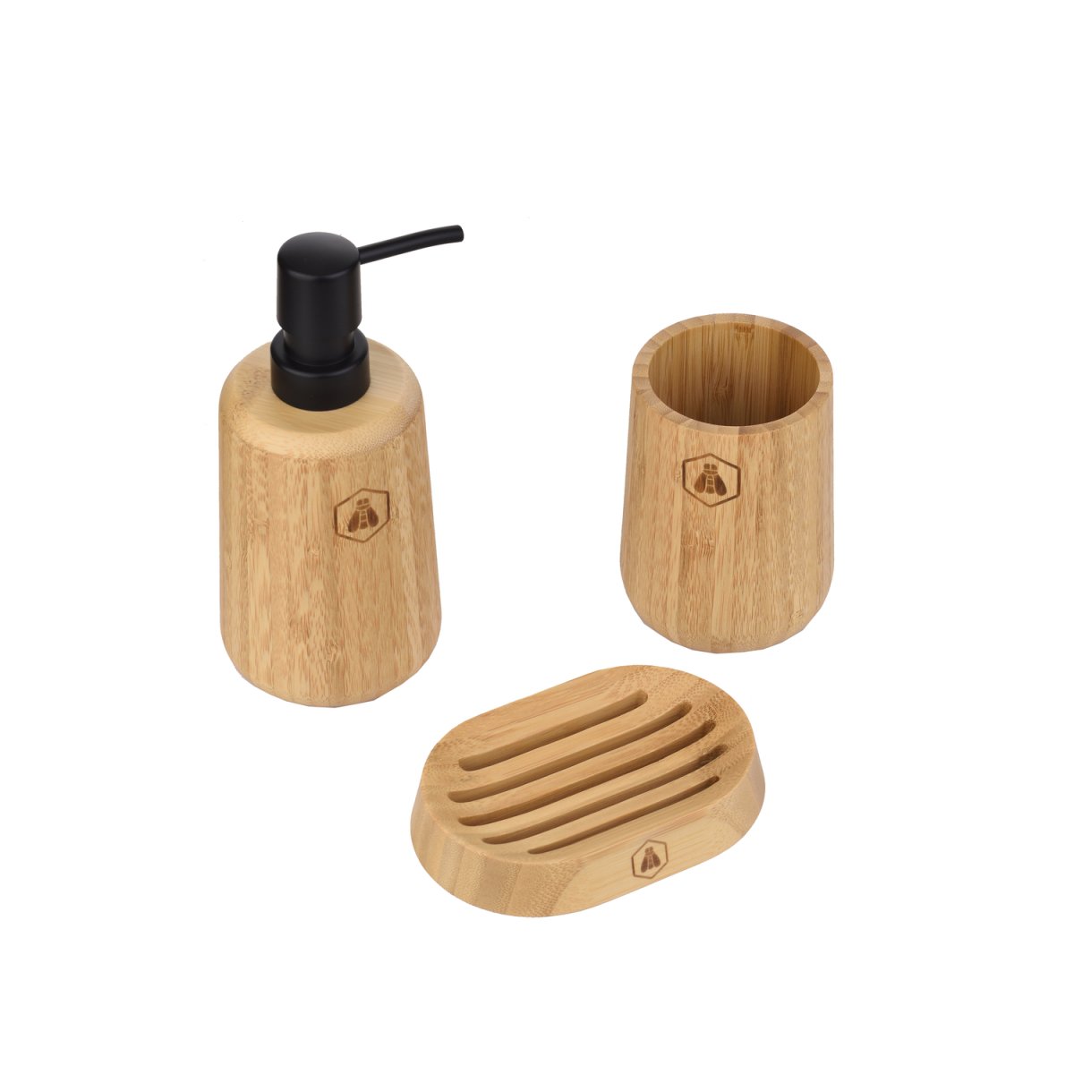 Accessoires de salle de bain en bambou 3 pcs – Image 4