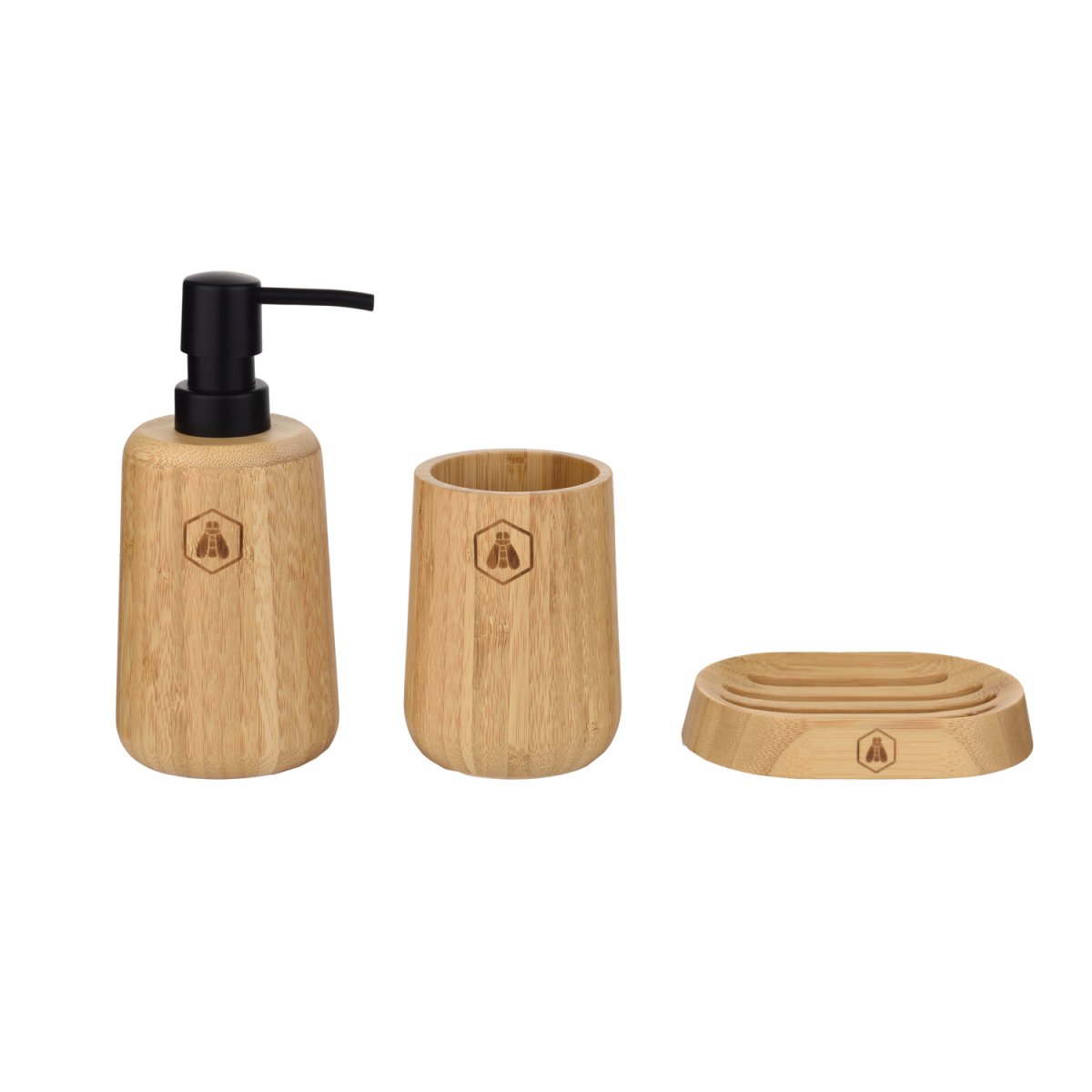 Accessoires de salle de bain en bambou 3 pcs – Image 3
