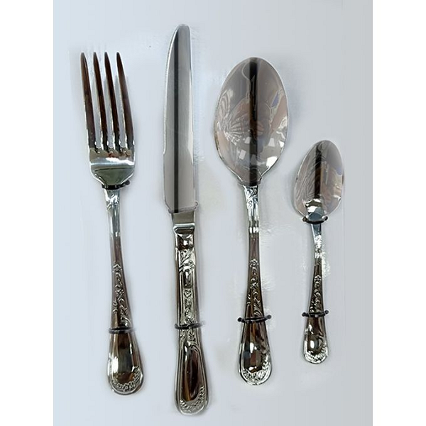 Set Couverts Inox 24pcs – Argenté & Doré Élégant