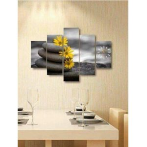 Ensemble De Tableaux Déco Salon (Fleurs Jaune)