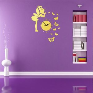 Horloge murale auto-adhésive JAUNE