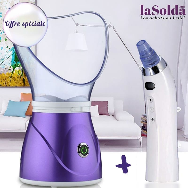 Pack beauté :Appareil à vapeur pour visage + Aspirateur de points noirs