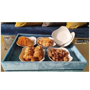 12 Raviers carrés ondulés porcelaine blanche L:13cm H:3cm